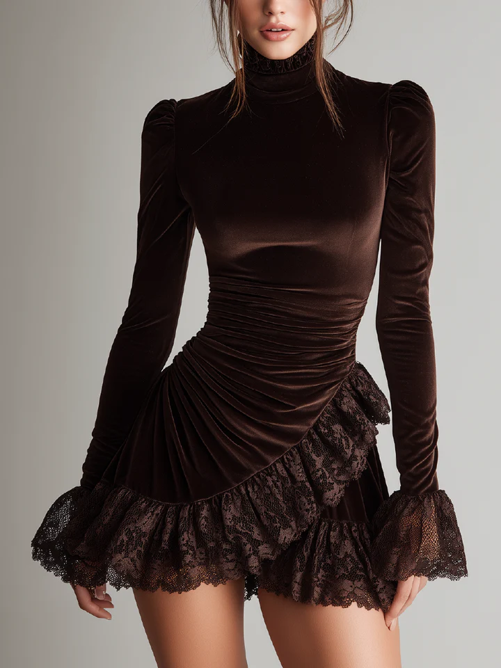 Maya | Brown Velvet Mini Dress