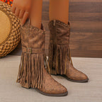 Aurelia | Retro Western Boots with Pointed Toe and Tassels