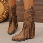 Aurelia | Retro Western Boots with Pointed Toe and Tassels
