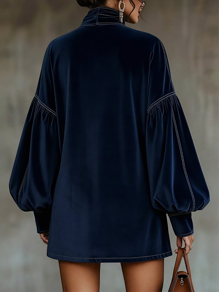 Liora | Dark Blue Velvet Mini Dress