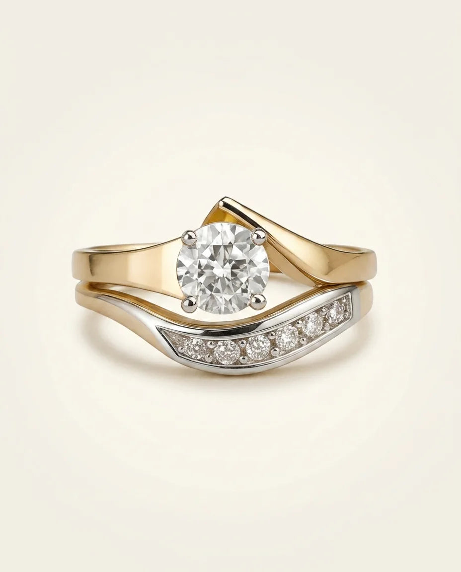 Asymmetric Gold & Silver | Zirconia Ring in KIM London product styling