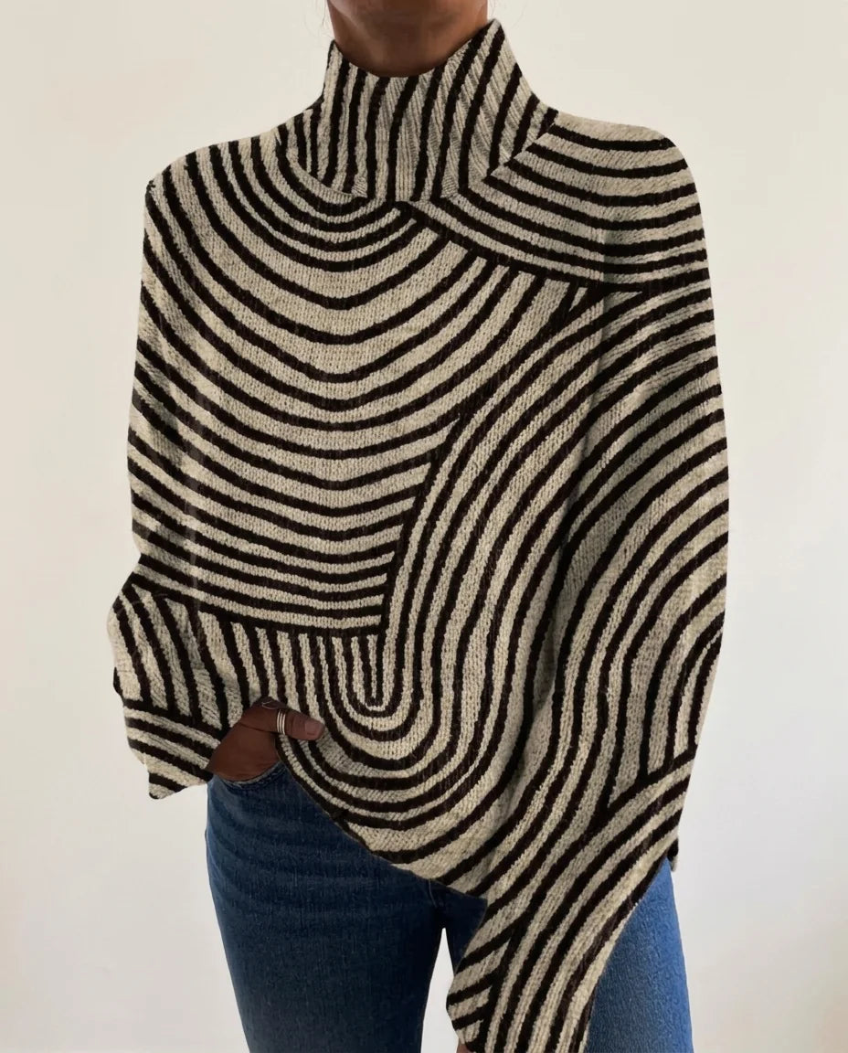 Handcrafted Line Knit Turtleneck Sweater in KIM London product styling