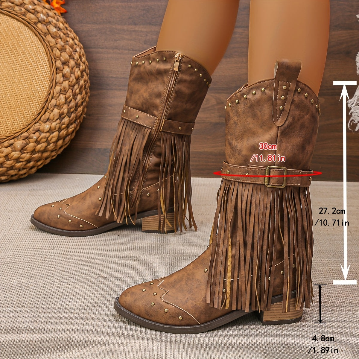 Aurelia | Retro Western Boots with Pointed Toe and Tassels