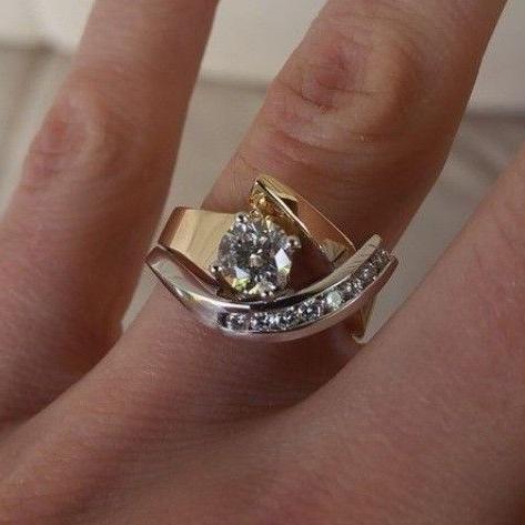 Asymmetric Gold & Silver | Zirconia Ring
