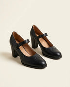 Dorka | High-Heeled Leather Shoes with Buckle in KIM London product styling