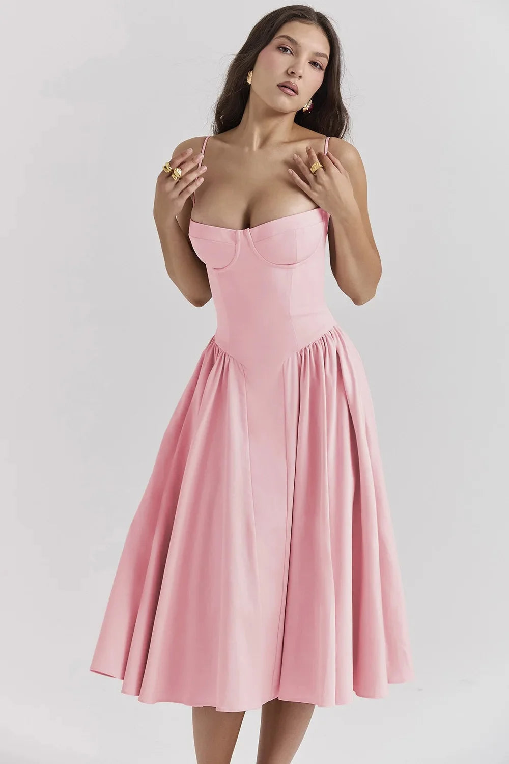 Charmone | Lace Evening Midi Dress