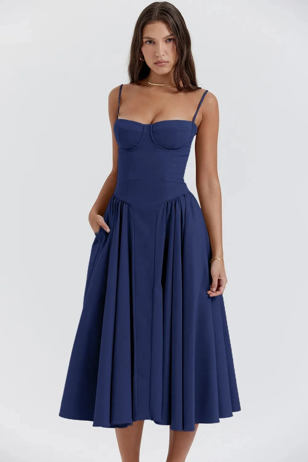 Charmone | Lace Evening Midi Dress