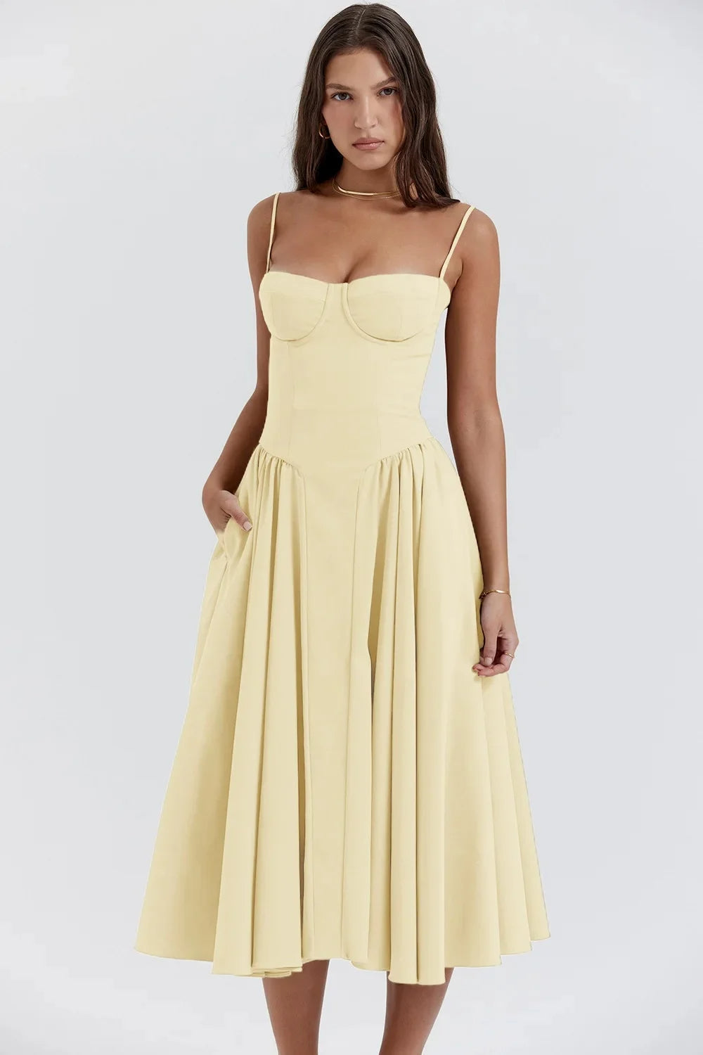 Charmone | Lace Evening Midi Dress