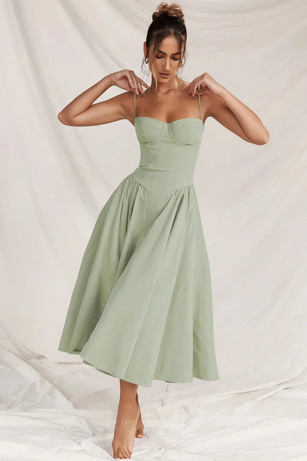 Charmone | Lace Evening Midi Dress