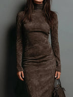 Selwynne | High-Neck Suede Maxi Dress