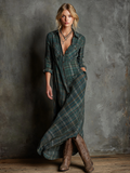 Ailene | Green Plaid Shirt Dress from KIM London
