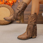 Aurelia | Retro Western Boots with Pointed Toe and Tassels