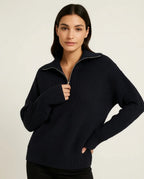 Ffion | Waffle-Knitip-Collar Sweater in KIM London product styling