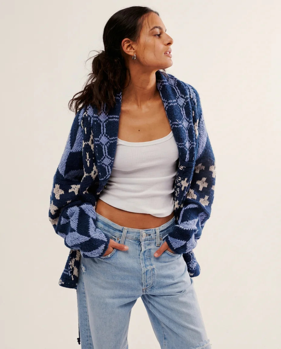 Flora | Vintage Button-Down Oversized Cardigan in KIM London product styling