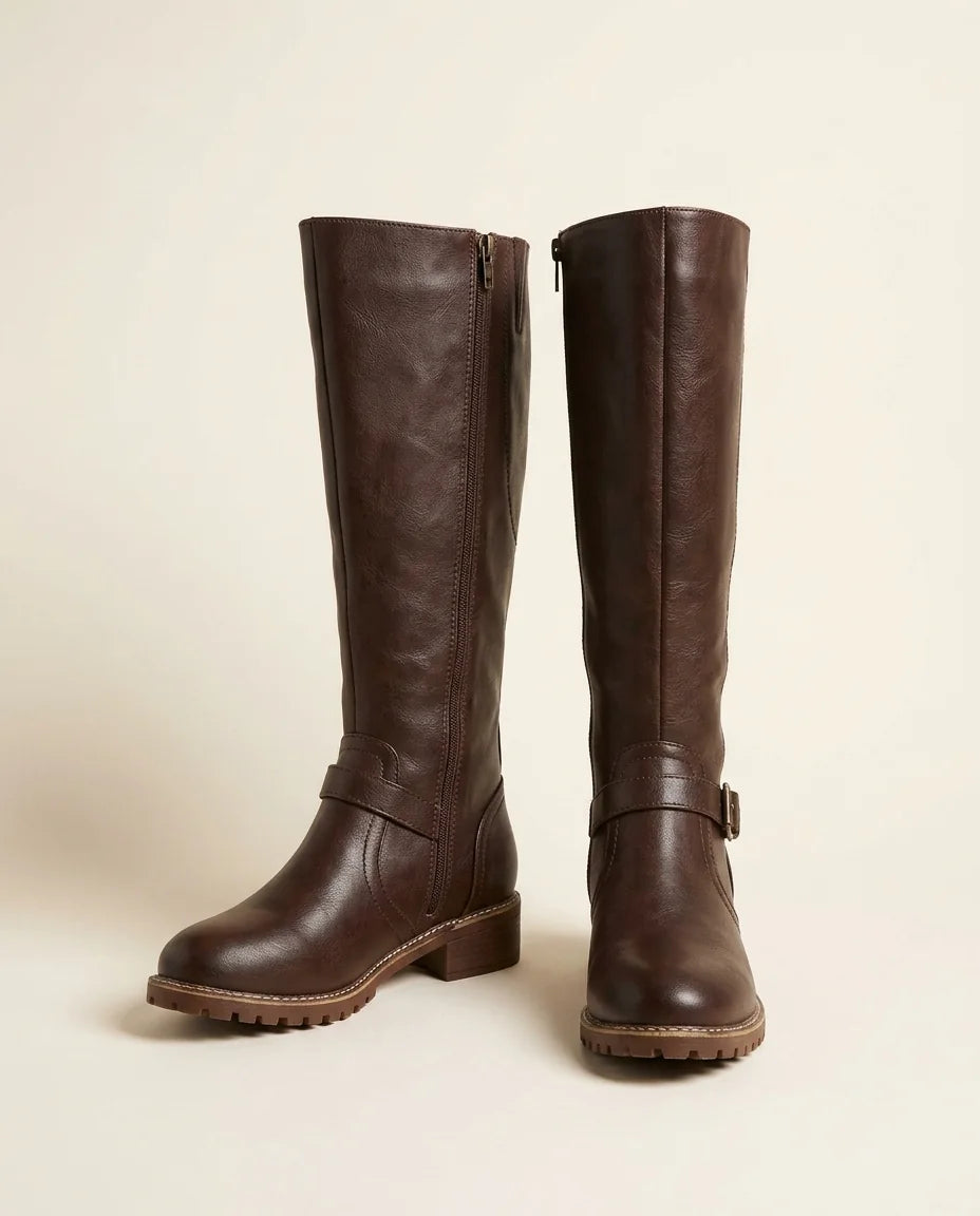 Georgina | Buckle Knee-High Boots in KIM London product styling