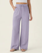 Lena | Wide-Leg Linen-Feel Trousers in KIM London product styling
