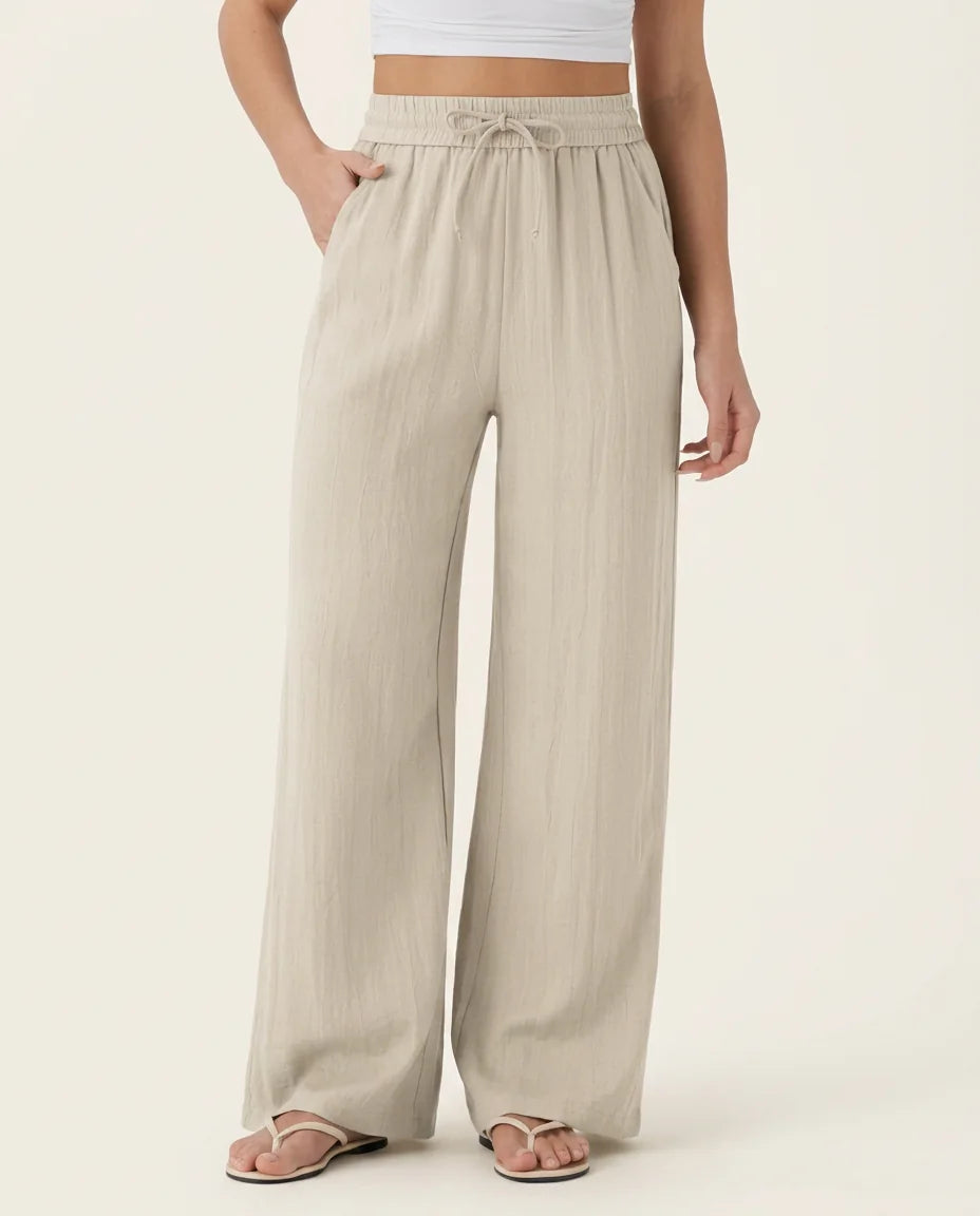 Nora | Wide-Leg Linen-Feel Trousers in KIM London product styling