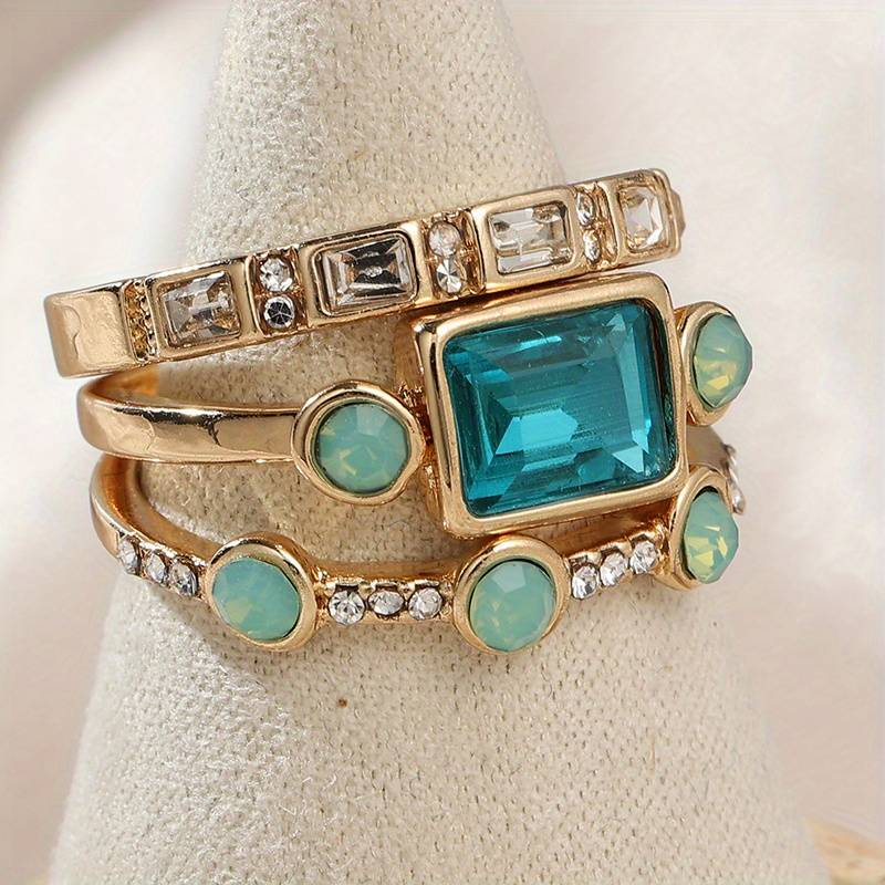 Blue Crystal | Ring Set