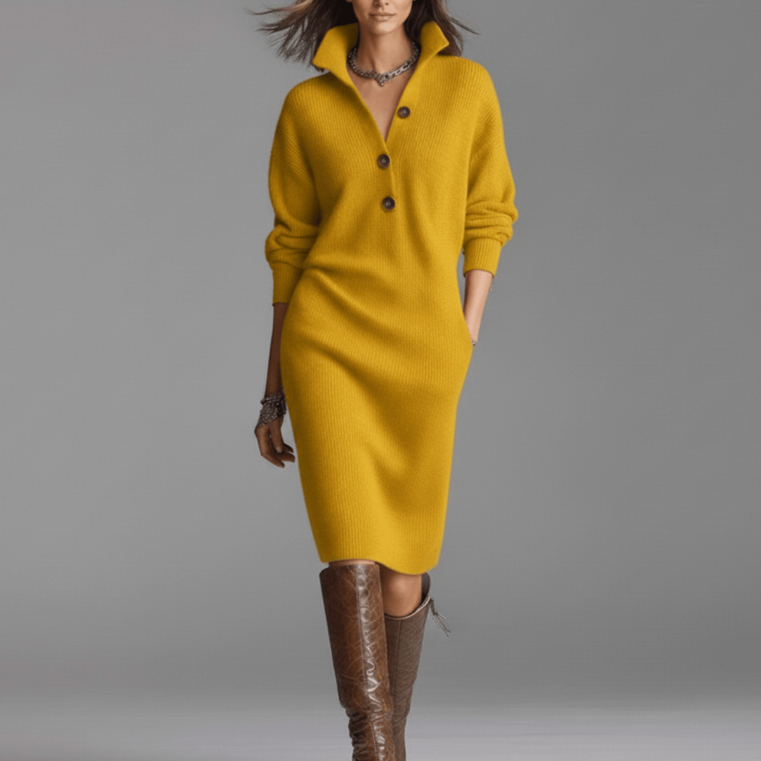Elisse | Elegant Winter Dress with Buttons