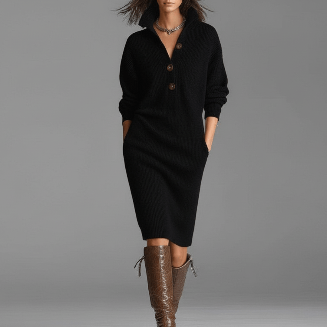 Elisse | Elegant Winter Dress with Buttons