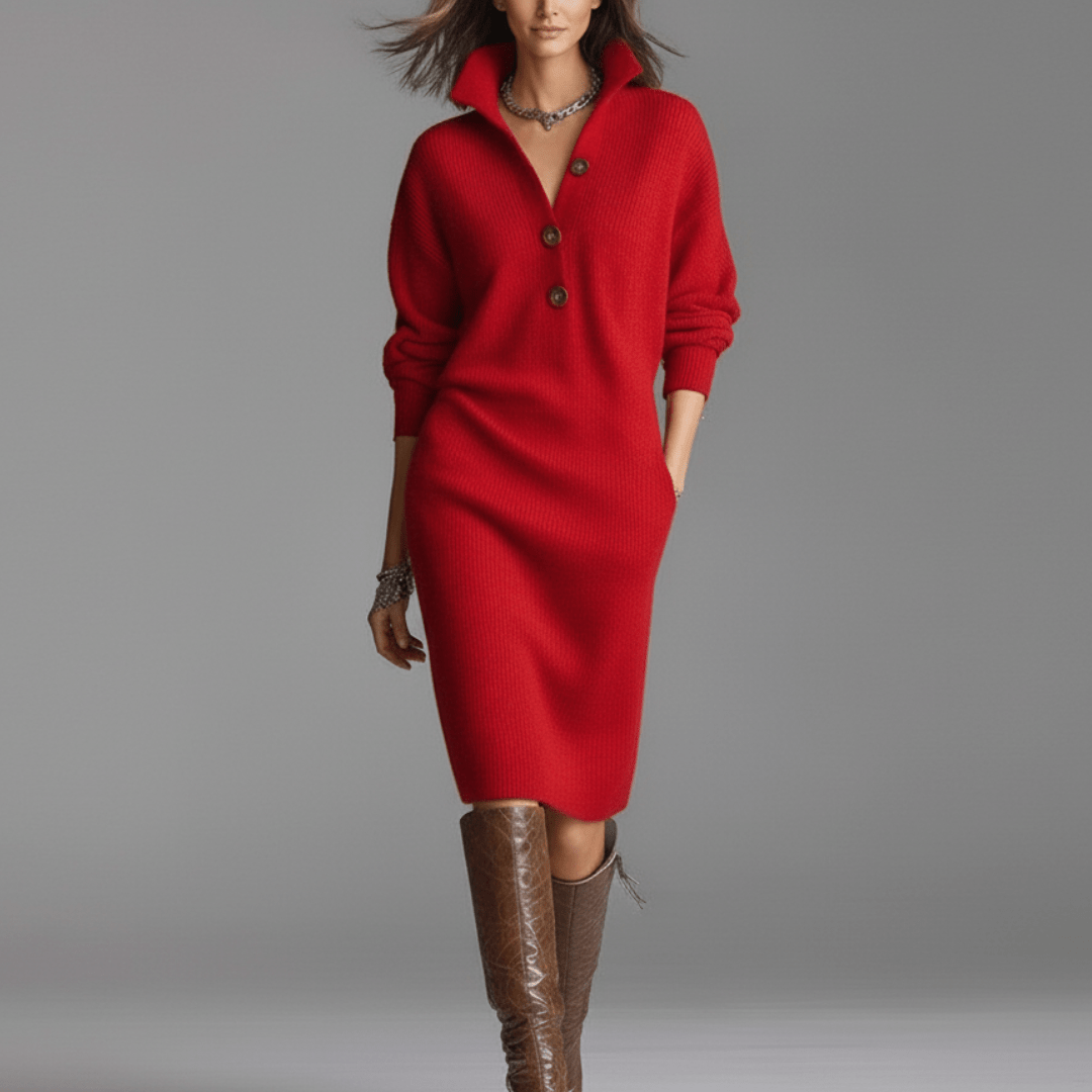 Elisse | Elegant Winter Dress with Buttons