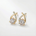 Gold Cross | Zirconia Earrings
