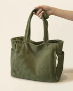 Sylva | Ribbed Tote Bag with Cord Detail in KIM London product styling