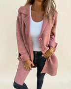 Tessa | Lapel Collar Button-Front Coat in KIM London product styling