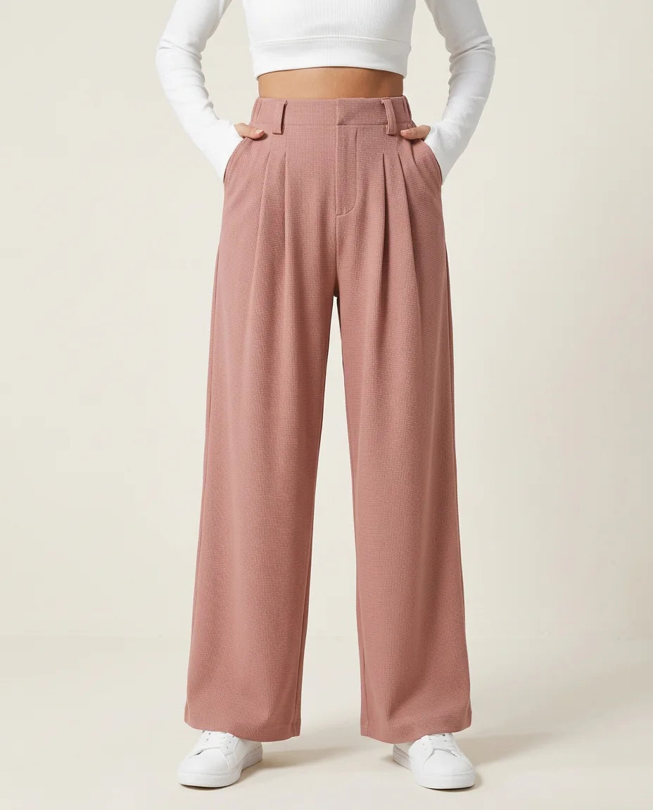 Willa | Waffle Wide-Leg Jogger Pants in KIM London product styling