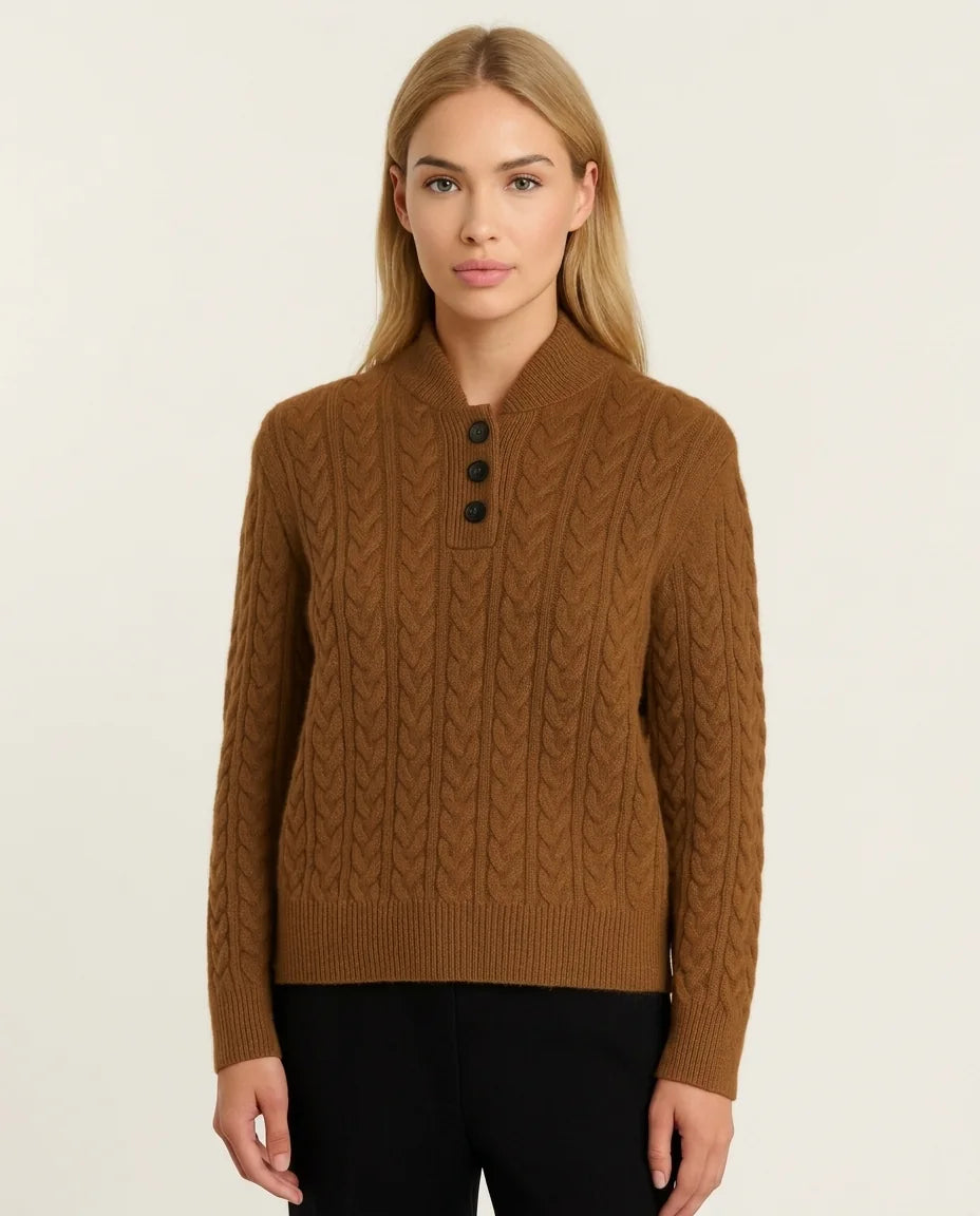 Ysella | Cable-Knit Cardigan with Buttons in KIM London product styling