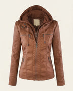 Ysolde | Leather Hooded Jacket in KIM London product styling